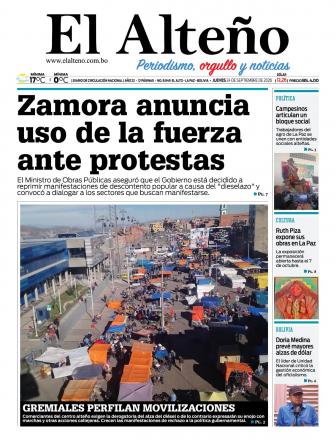 Portada del día de El Alteño 