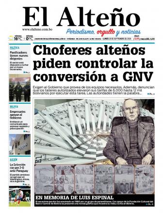 Portada del día de El Alteño 