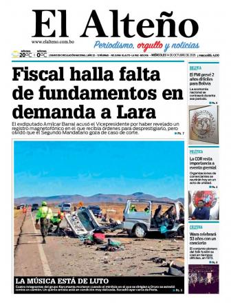 Portada del día de El Alteño 