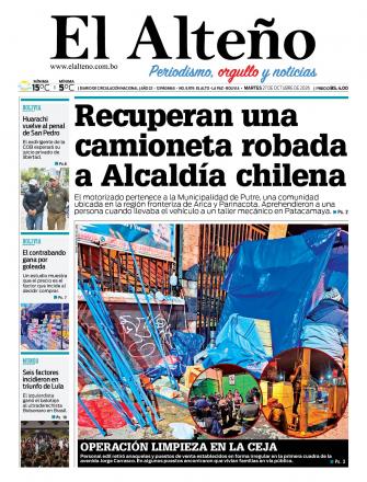 Portada del día de El Alteño 