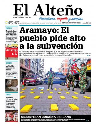 Portada del día de El Alteño 