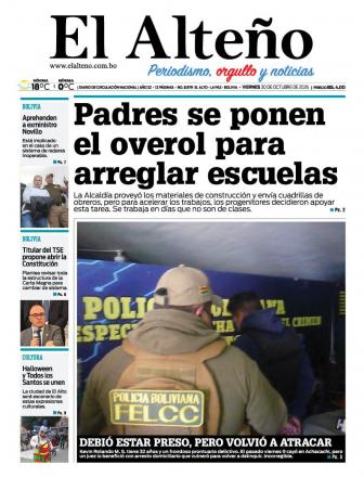 Portada del día de El Alteño 